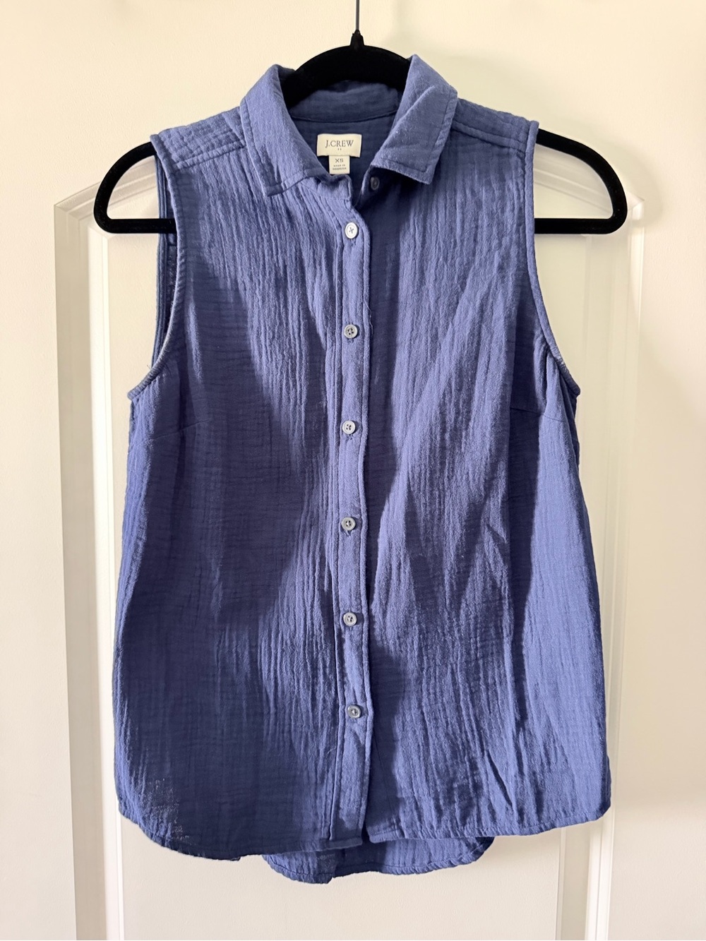 J. Crew Sleeveless Button-Front Top in Navy
